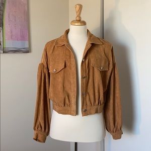 SHEIN Corduroy Cropped Bell Sleeve Jacket